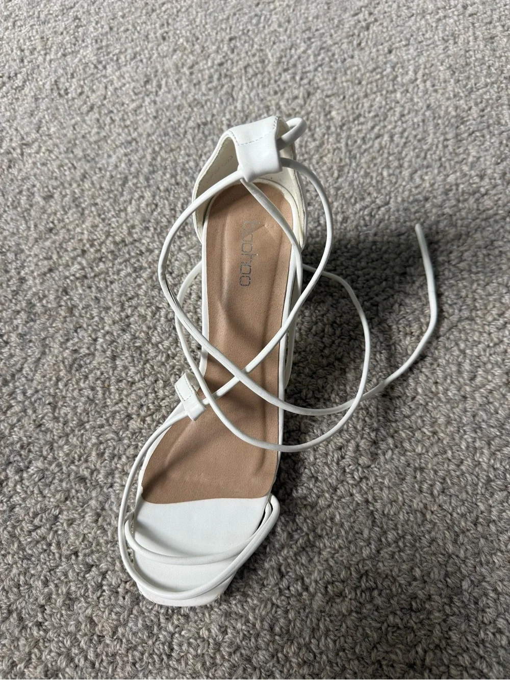 Boohoo White Lace-Up Block Heel Sandals